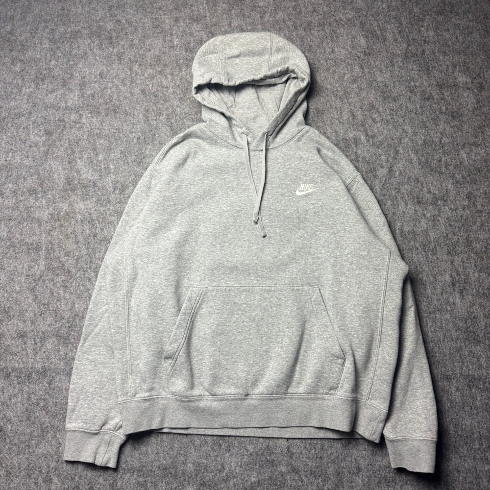 Nike Small Swoosh Hoodie Gray Pullover Sweatshirt Made In Jordan Size L
